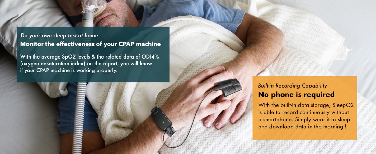 EMAY SleepO2 Wrist Recording Pulse Oximeter – Continuous Oxygen Monitoring (Used, Like New)
